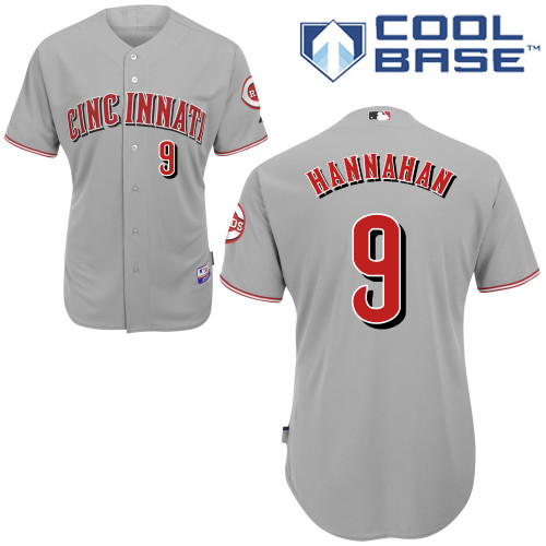 Jack Hannahan #9 MLB Jersey-Cincinnati Reds Men's Authentic Road Gray Cool Base Baseball Jersey